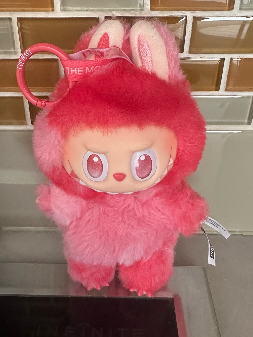 Pop Mart Pink  LaBubu The Monsters  Big Into Energy Series vinyl Plush Pendant